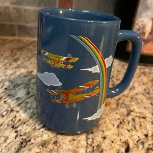 JAPAN Otagiri Bi-plane Mug - Vintage 90s Aviation Airplane theme